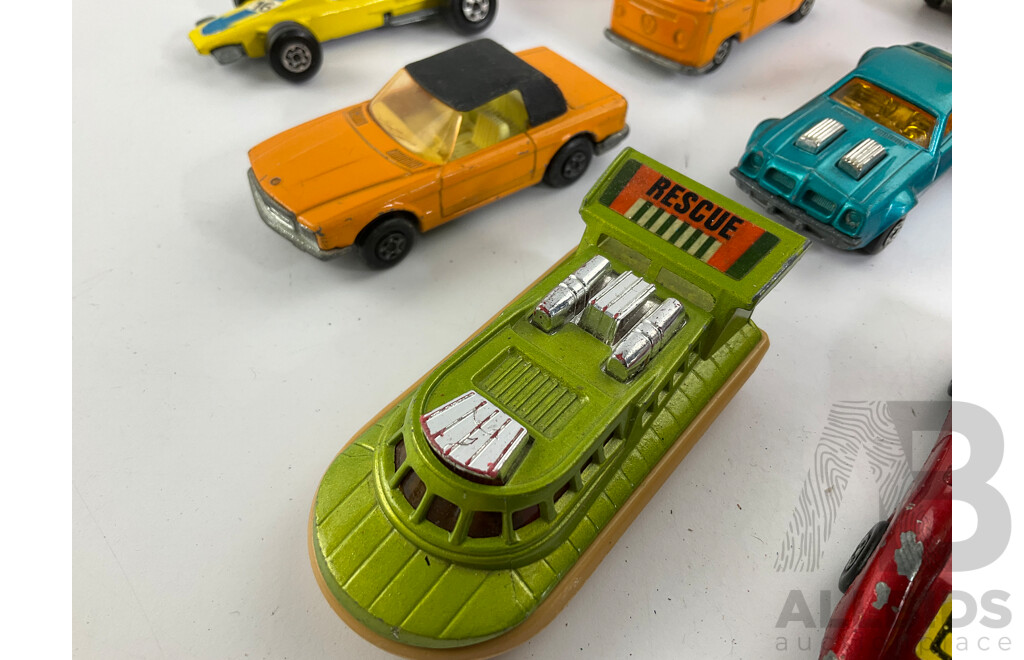 Vintage Matchbox Vehicles Including Hot Rocker Capri, Hovercraft, Pontiac Firebird and More