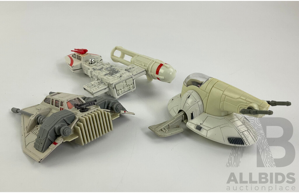 Vintage Kenner Diecast Star Wars Vehicles Including Rebel Snow Speeder, Y Wing Fighter, Boba Fett's Ship