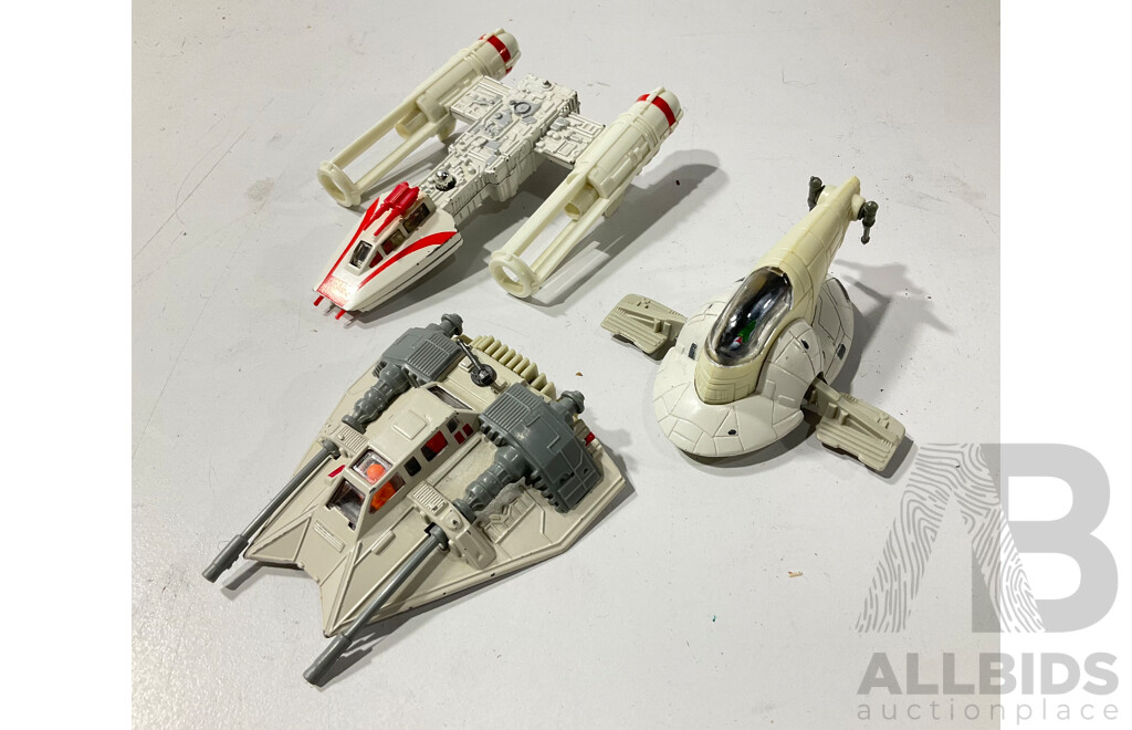 Vintage Kenner Diecast Star Wars Vehicles Including Rebel Snow Speeder, Y Wing Fighter, Boba Fett's Ship