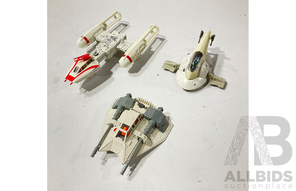 Vintage Kenner Diecast Star Wars Vehicles Including Rebel Snow Speeder, Y Wing Fighter, Boba Fett's Ship