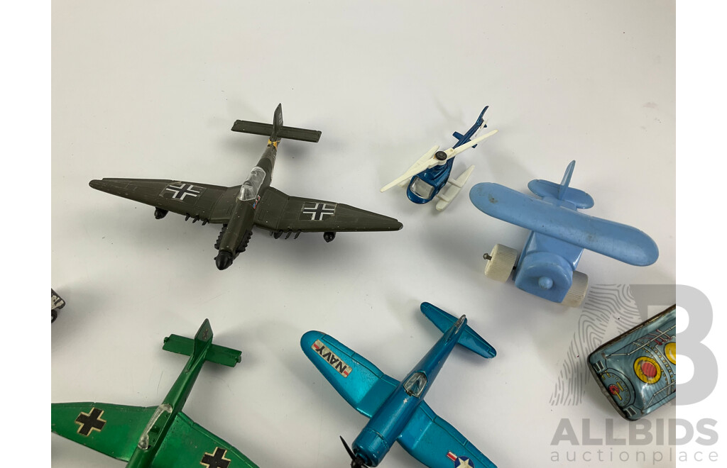 Vintage Diecast and Plastic Planes, Trains and Tractor Including Matchbox and Dinky