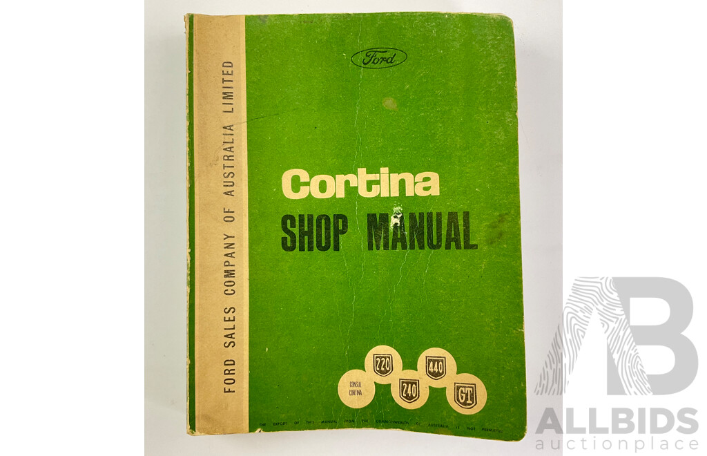 Vintage Ford Cortina Workshop Manual Consul, 220, 240, 440, GT