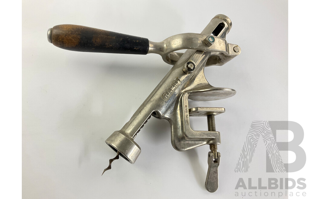 Vintage Rapid Aluminium Bench Mount Wine Opener, Swiss Made