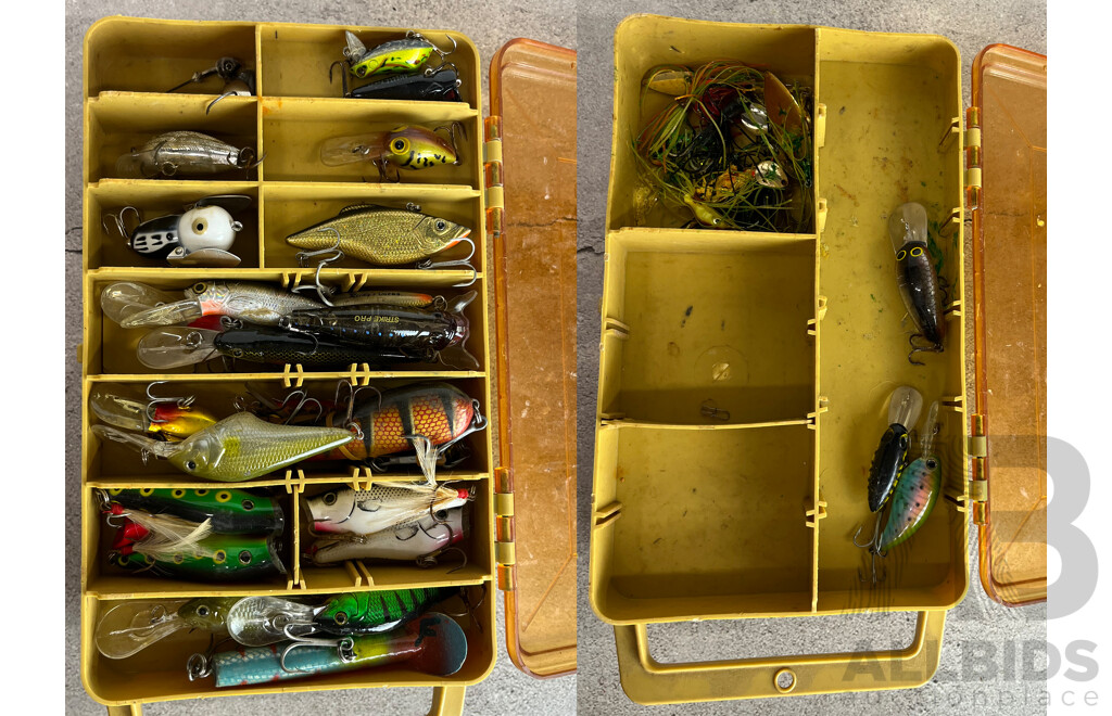 Collection of Vintage Flys in Double Sided Tackle Box