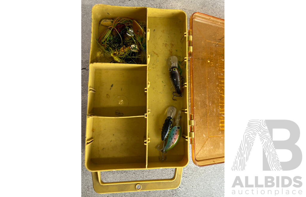 Collection of Vintage Flys in Double Sided Tackle Box