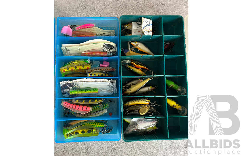 Collection of Fly Lures in Two Tackle Boxes