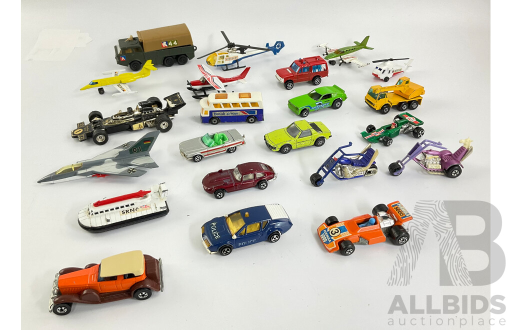 Vintage Diecast Cars, Bikes and Planes Including Matchbox, Hot Wheels and Corgi