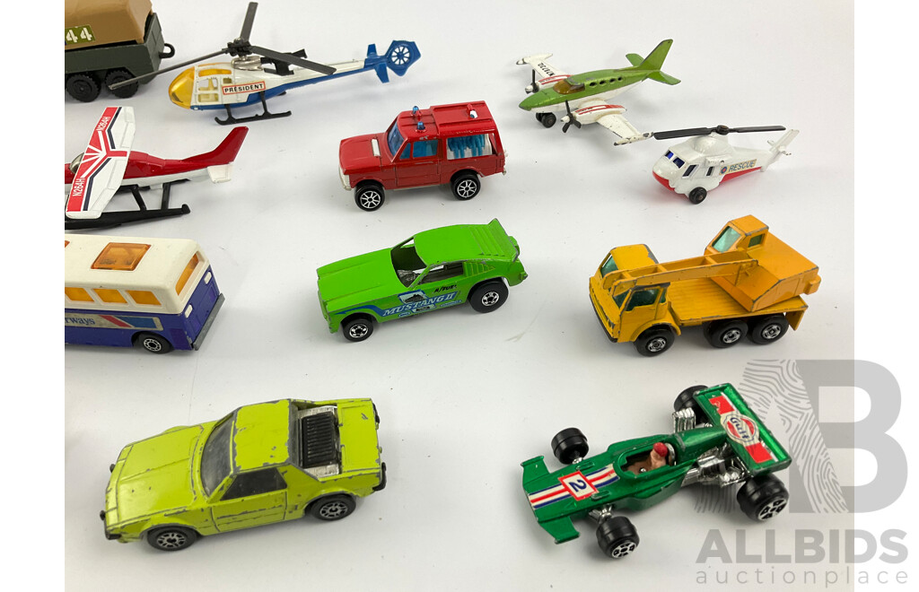 Vintage Diecast Cars, Bikes and Planes Including Matchbox, Hot Wheels and Corgi