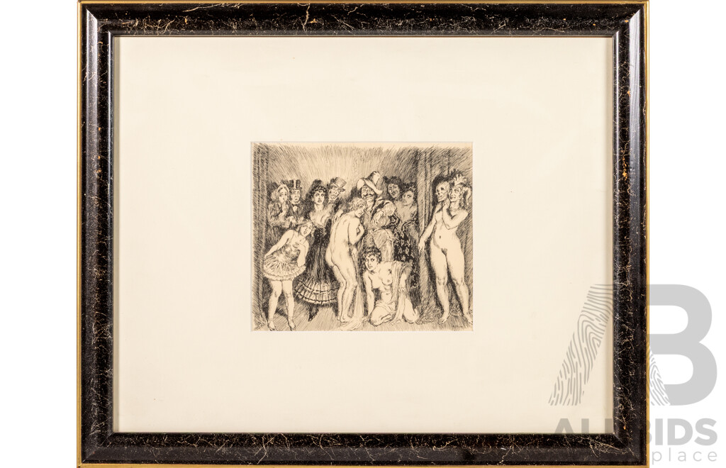 Norman Lindsay, (20th Century, Australian, 1879-1969), Dull Dogs & Gay Devils, and Pantomime, Pair of Reproduction Prints of Original Pen Drawings, 47 x 57 cm (frames) (2)