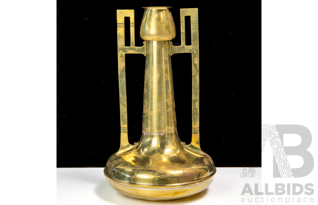 Antique Brass Jugendstil Twin Handled Vase