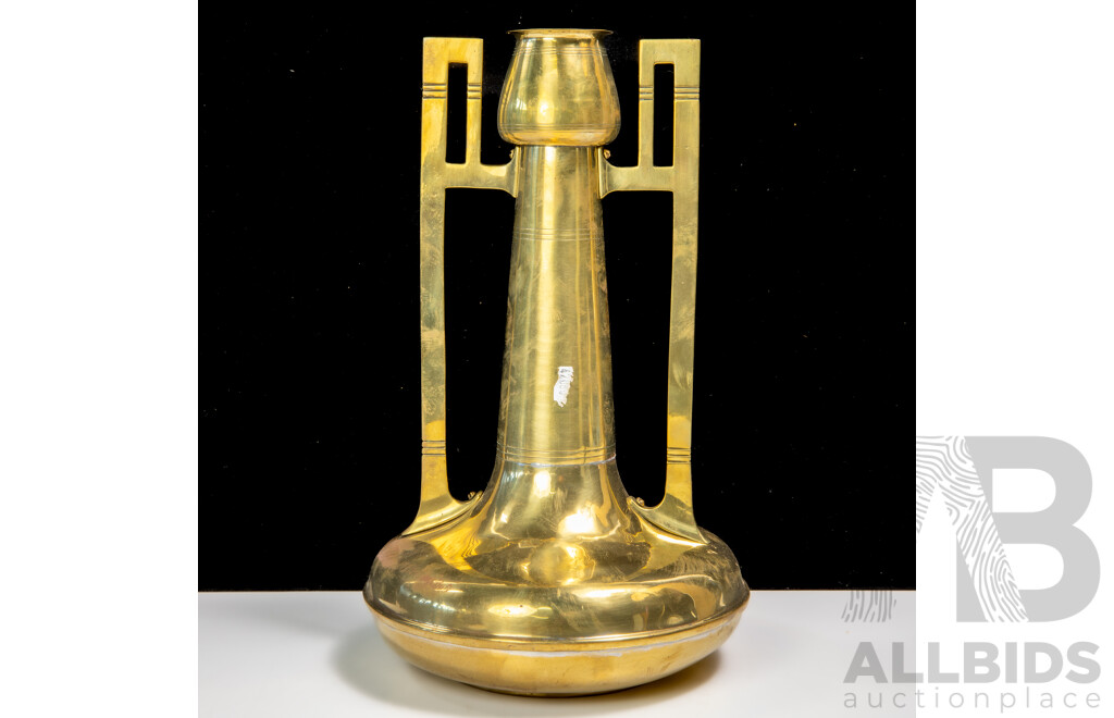Antique Brass Jugendstil Twin Handled Vase