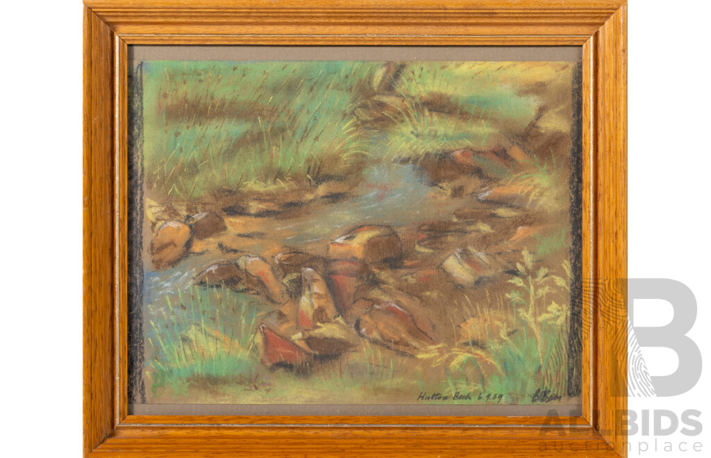 Signature Indistinct, (20th Century, British), Hutton Beck (1959), Wonderful Original Vintage Pastel on Paper, 24.5 x 28.5 cm (frame)