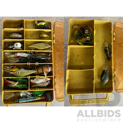 Collection of Vintage Flys in Double Sided Tackle Box