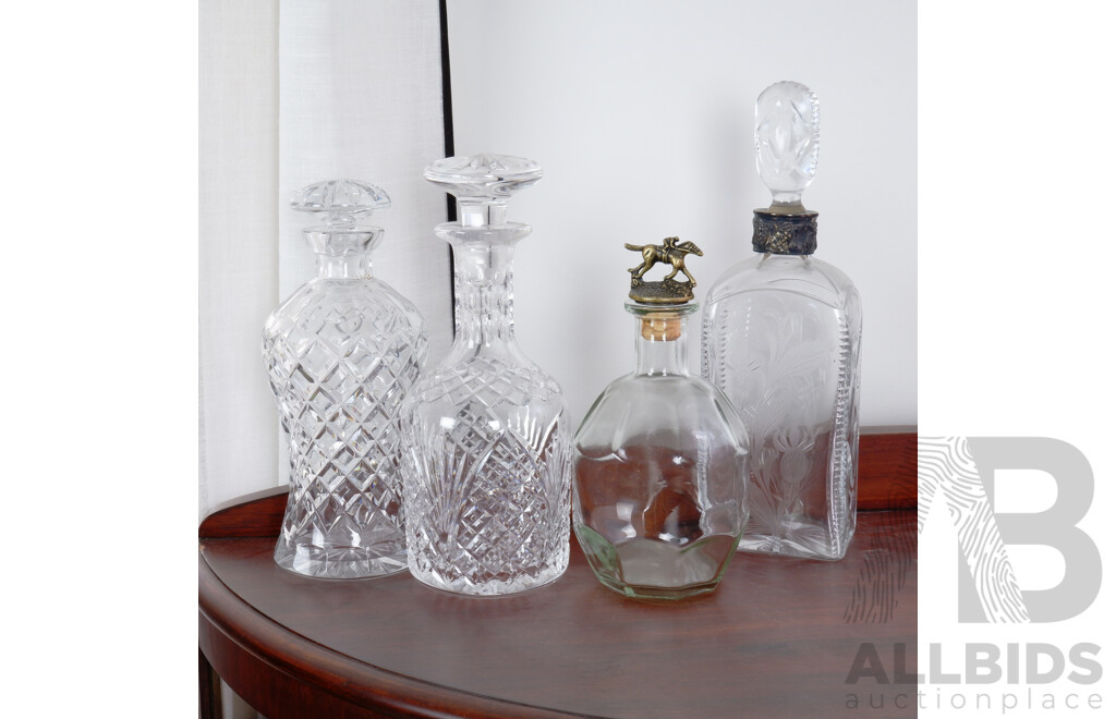 Four Vintage Cut Glass and Crystal Decanters