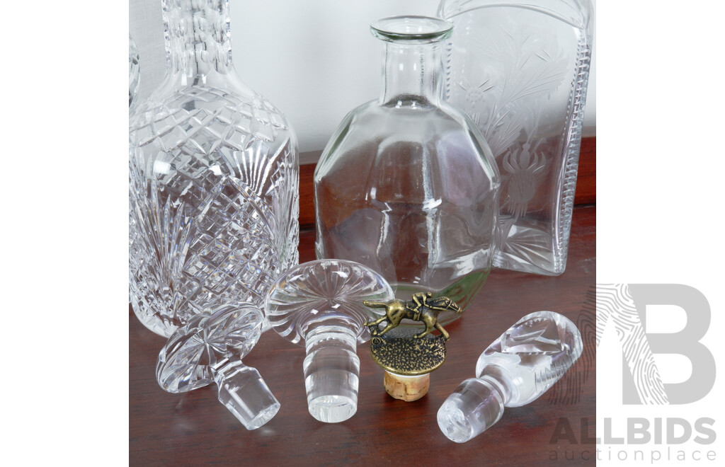 Four Vintage Cut Glass and Crystal Decanters