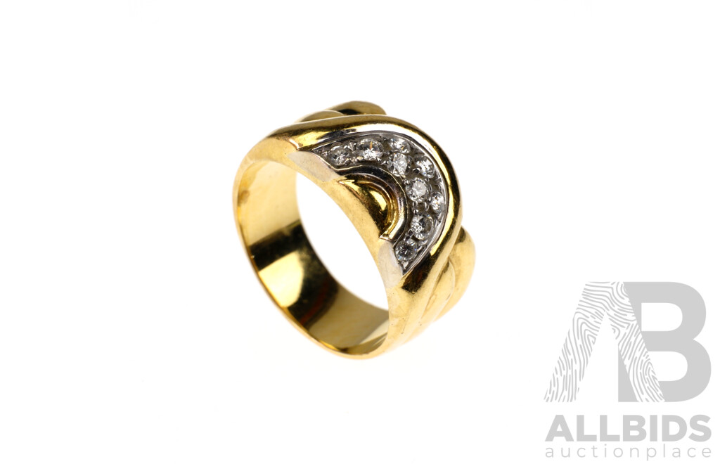 18ct Yellow Gold Ring with Round Brilliant Cut Diamond (0.13ct), 6g