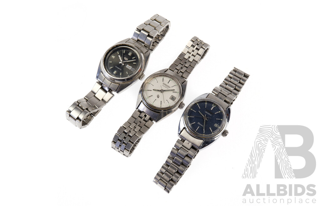 Women's Vintage Citizen Stainless Steel Band Watches with Date Function