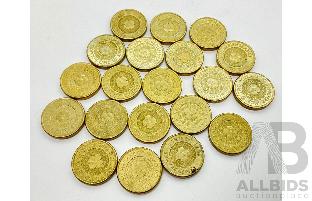 Collection of Australian 2012 Two Dollar Coins - Remembrance (20)