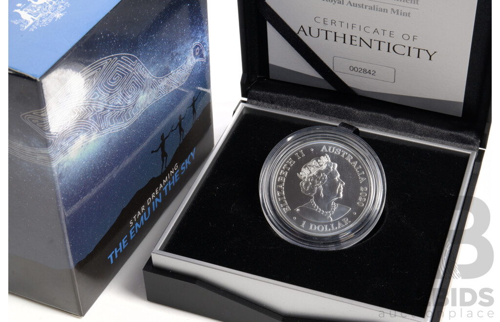 RAM 2020 Star Dreaming The Emu in the Sky $1 Coloured Fine Silver Uncirculated Coin, 002842
