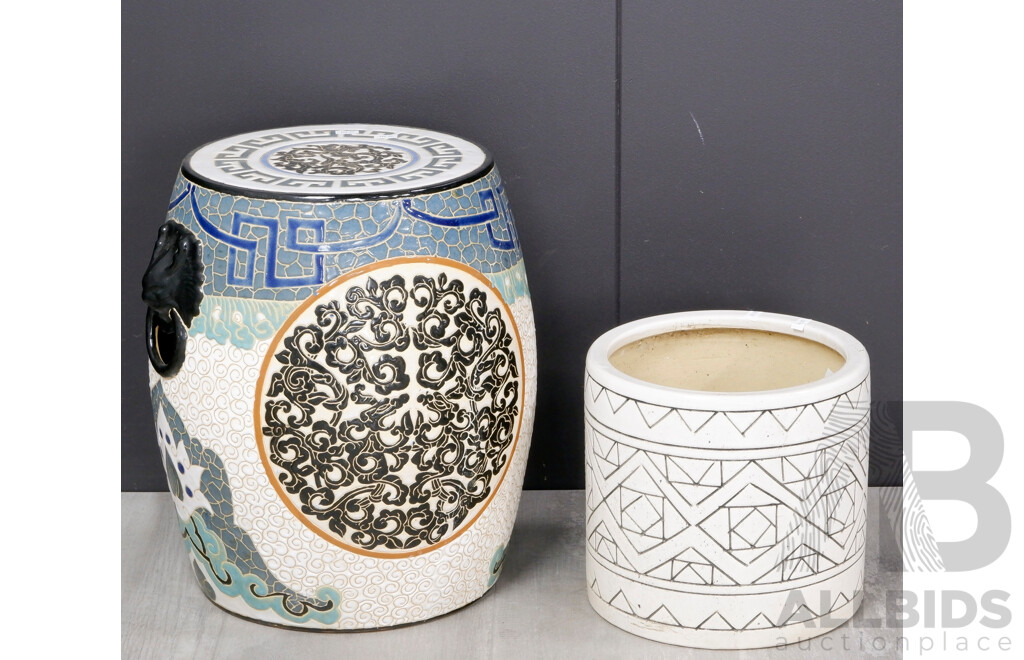 Glazed CHinese Ceramic Drum Stool with Ceramic Planter