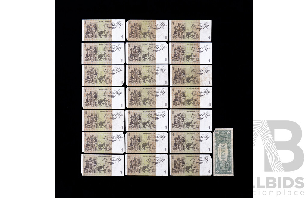 Collection of Twenty One Phillips/ Wheeler $1 Notes, Various Prefixes, Including BRC, BLS, BHS, BNF and More