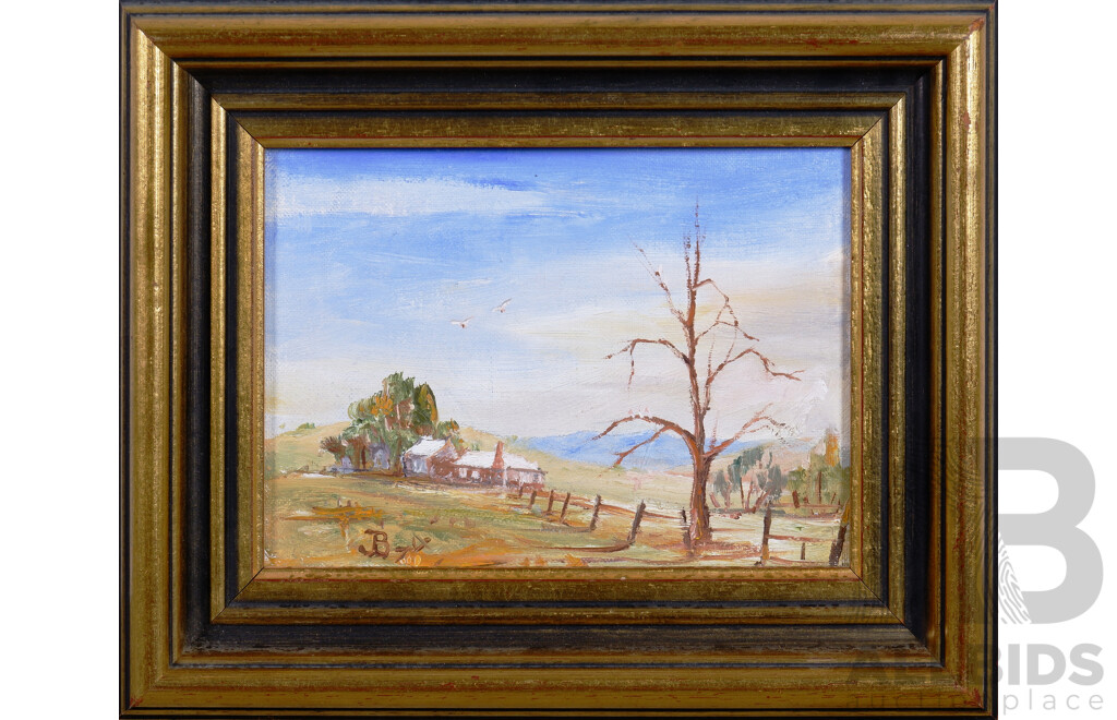 Four Framed Miniature Oil on Board Landscapes Paintings, each approx. 12 x 20 cm (4)