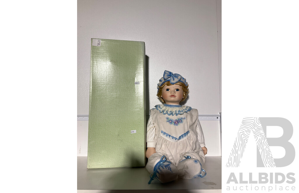 Home Art Collectors Porcelain Doll with Blue and White Nightware