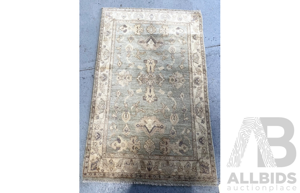 Hand Knotted Afghan Chobi Wool Rug with Faded Pastel Colour Scheme
