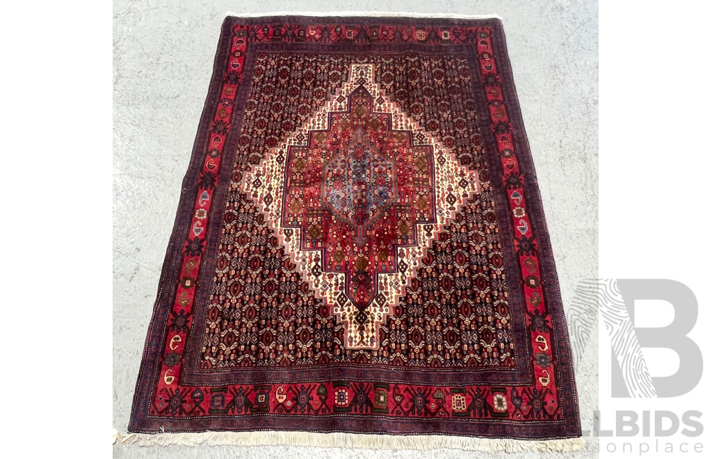 Hand Woven Persian Qashqui Kork Wool Rug with Thick Pile