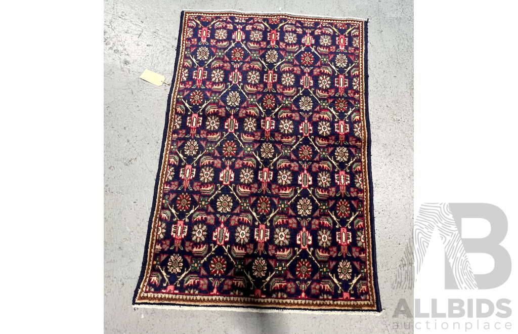 Hand Knotted Persian Wool Khal Rug with Floral Motif