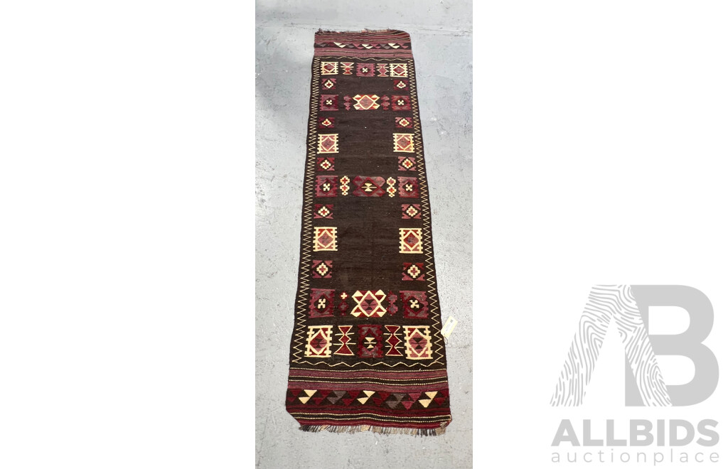 Hand Woven Persian Wool Flat Weave Kilim Runner