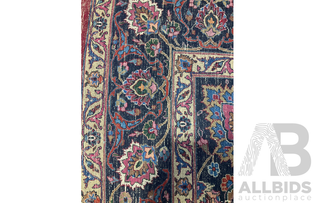 Large Hand Knotted Persian Kashan Wool Main Carpet