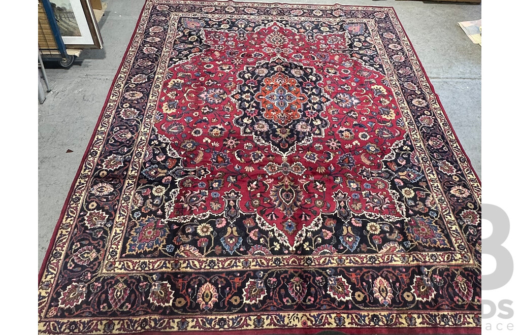 Large Hand Knotted Persian Kashan Wool Main Carpet