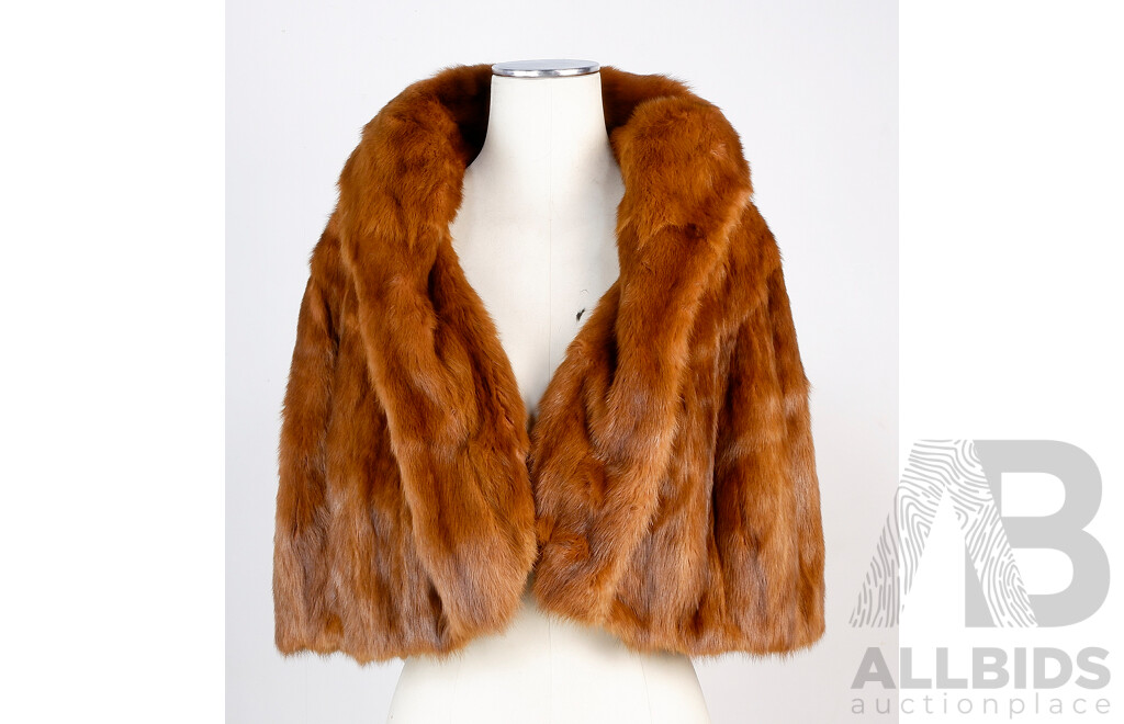 Vintage Fur Cape with Lineing Along with Set Shoulder Tails