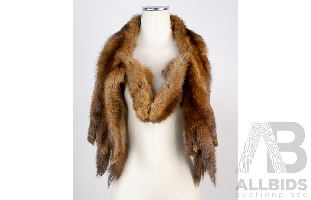 Vintage Fur Cape with Lineing Along with Set Shoulder Tails