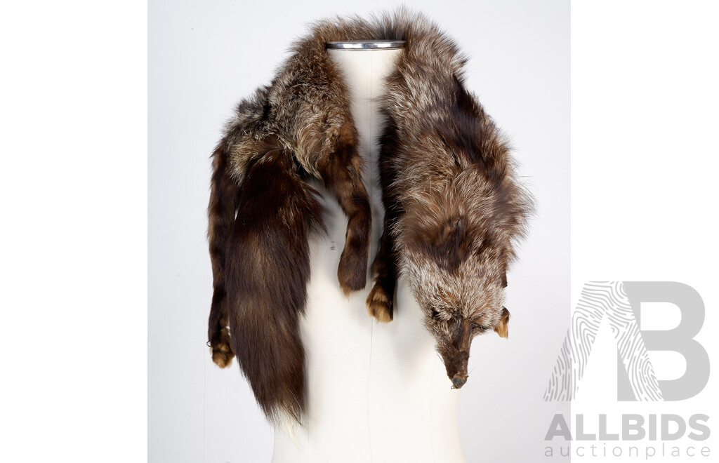 Vintage fox fur on sale stole with head