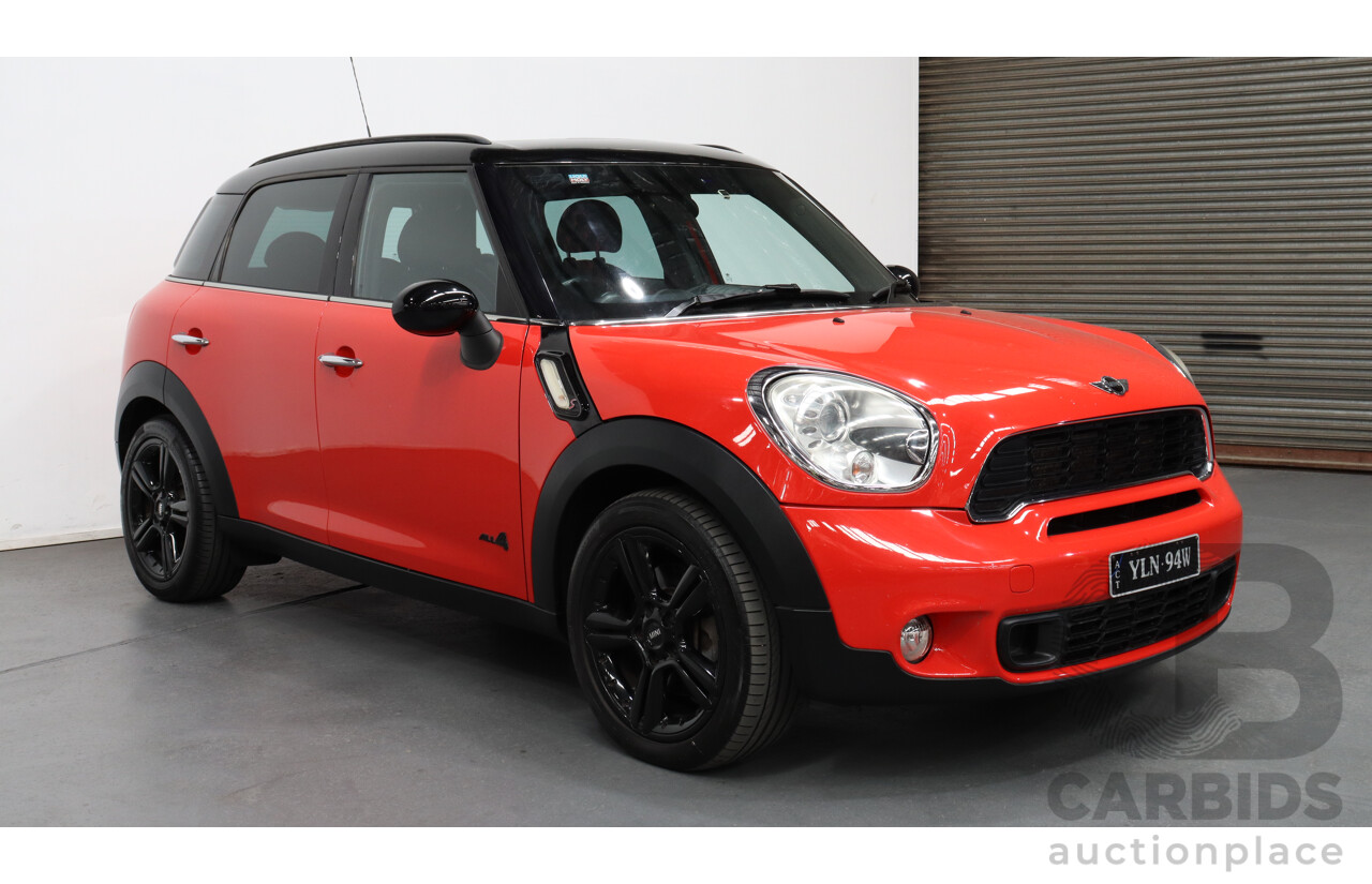 1/2011 Mini Cooper S ALL4 Countryman Chilli R60 4d Wagon Red 1.6L Turbo