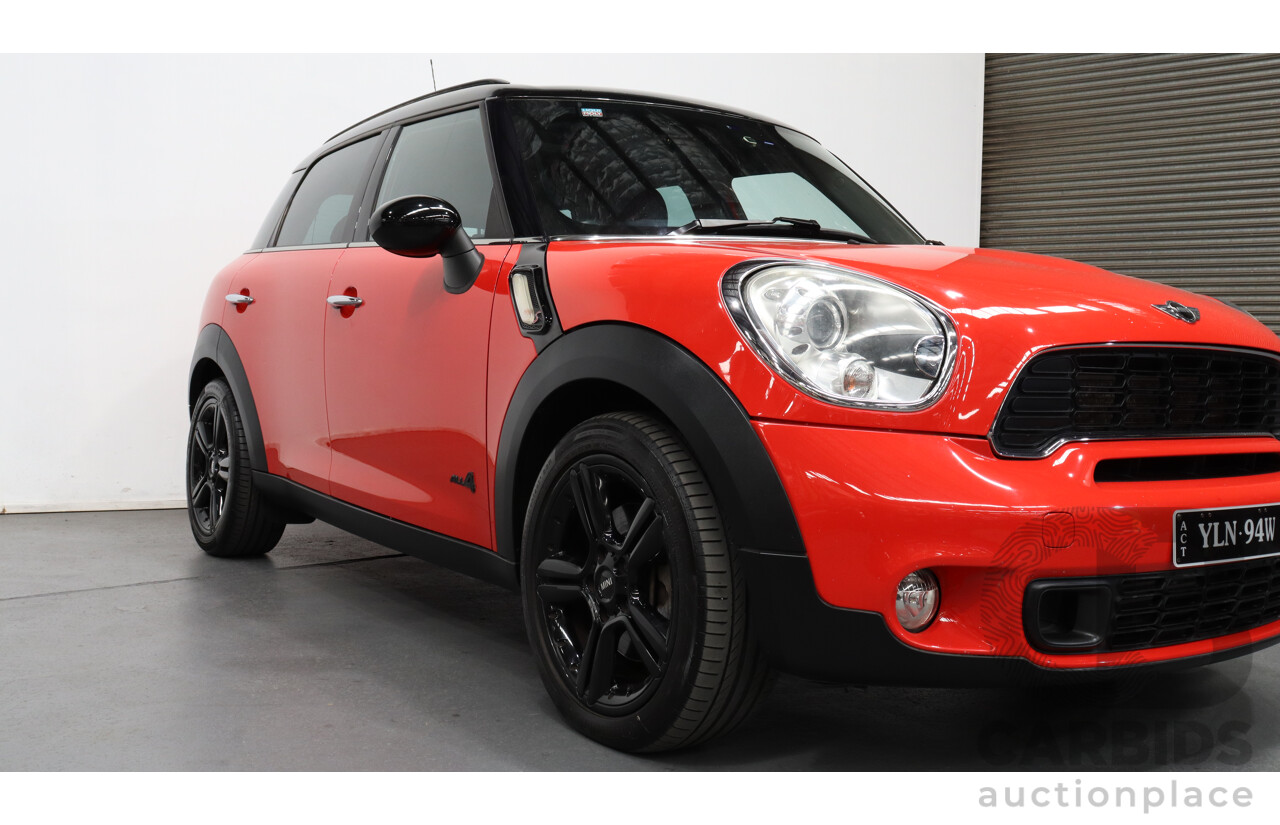 1/2011 Mini Cooper S ALL4 Countryman Chilli R60 4d Wagon Red 1.6L Turbo