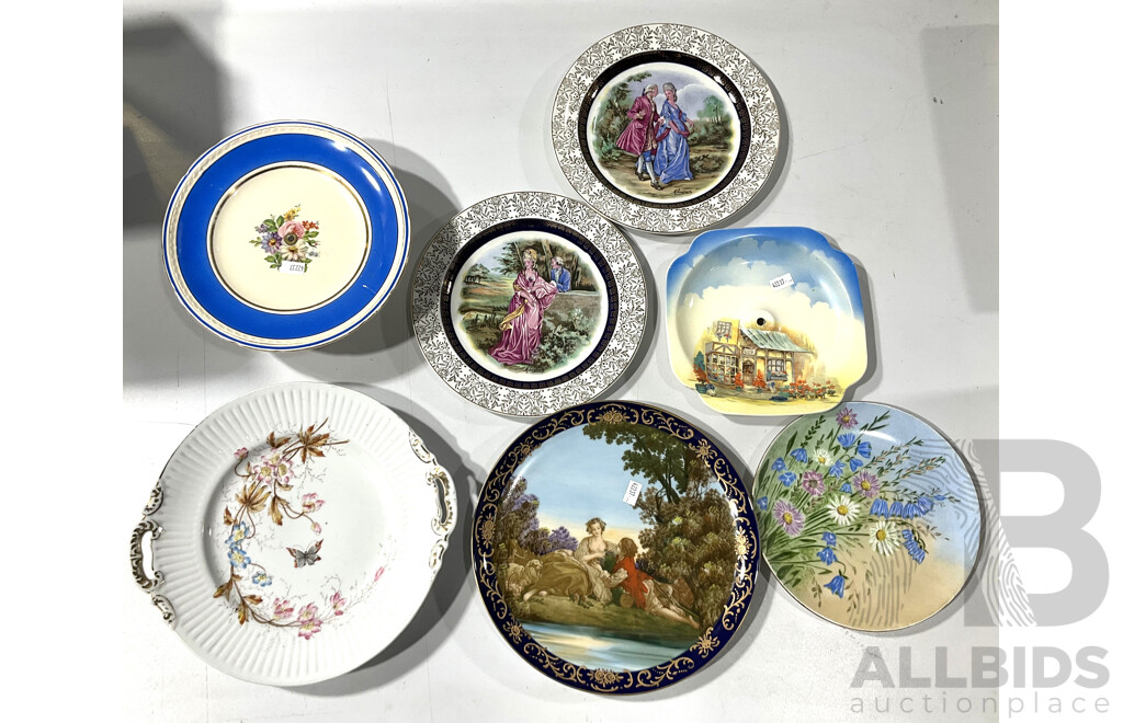 Quantity of Vintage Porcelain Plates Including a Cake Stand - Wood & Sons and  More