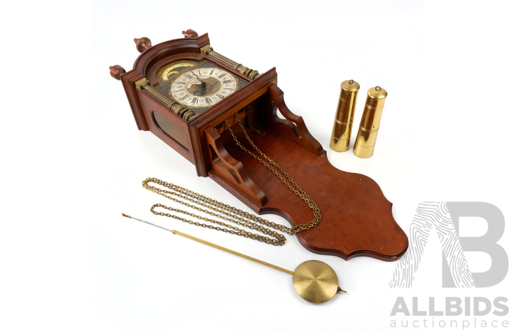 Antique Eight Day Pendulaum Clock with Pendulum and Weights by Thomas Campion, London, Needs Repair