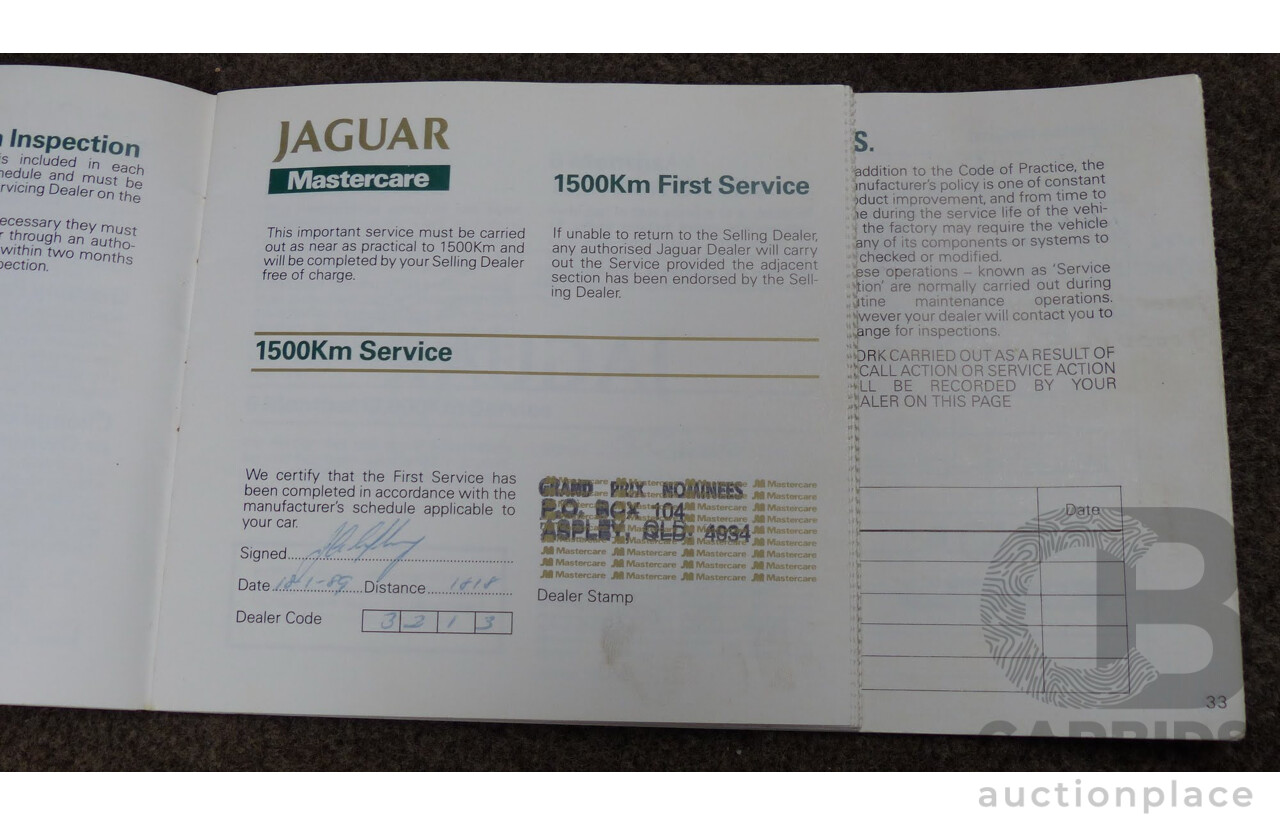 1/1989 Jaguar Sovereign JH 4d Sedan Bordeaux Red 3.6L