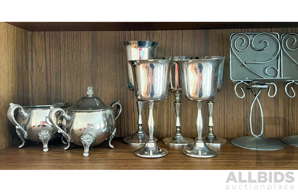 Collection of Homewares Including Silver Plate,  Glass and Ceramics Including Tea and Coffee Pot and Candelabra