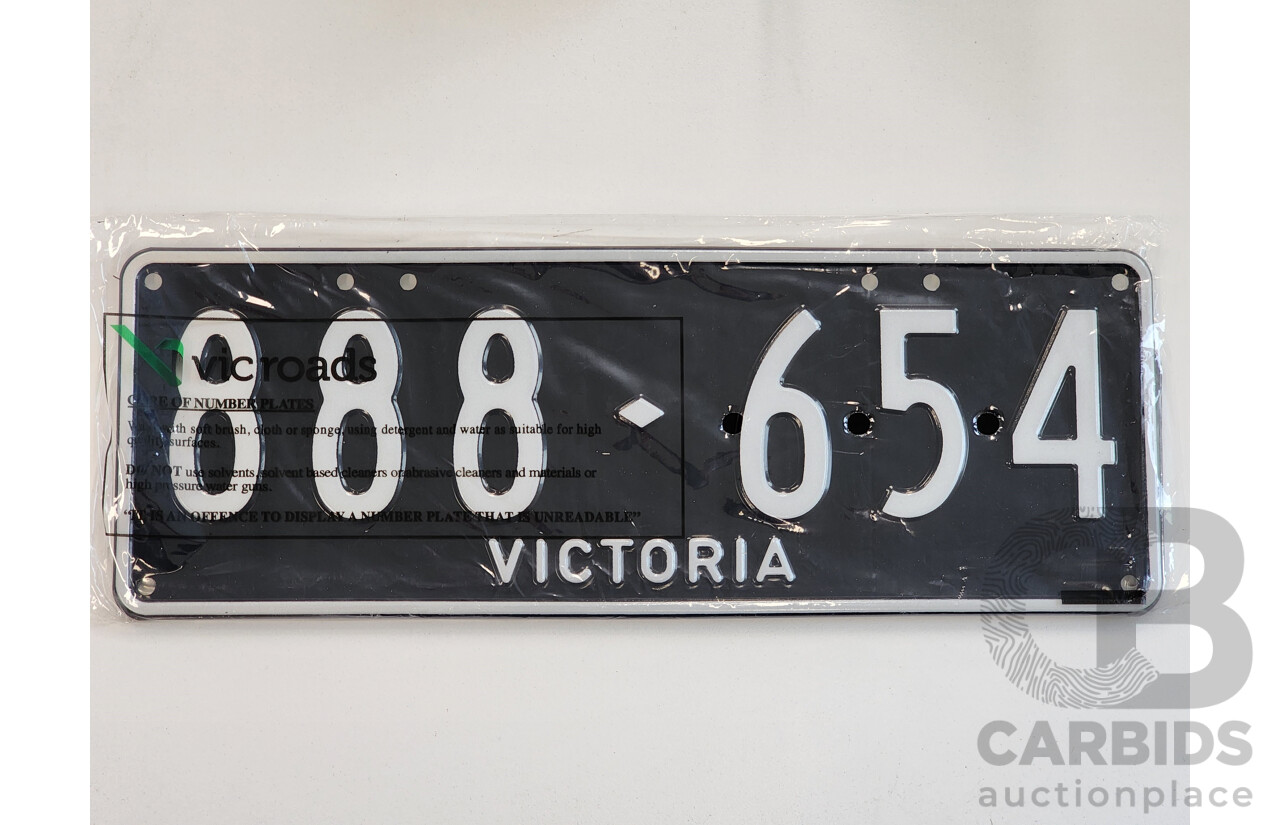 Victorian VIC 6 - Digit Number Plate 888-654