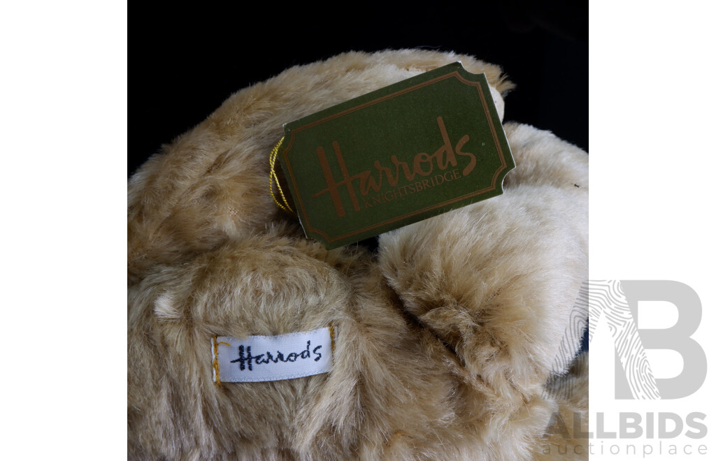 Collection Three Harrods Teddy Bears Including Small Example with Mohair Body Hand Sewn Silk Nose, Made in Kent