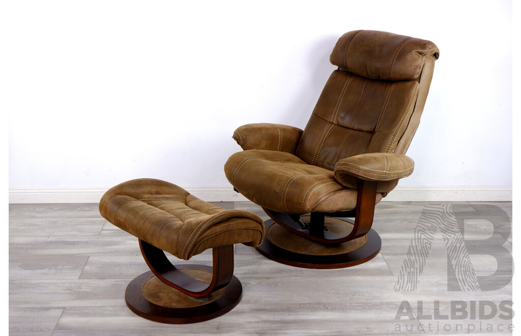 Leather Recliner With Matching Footstool