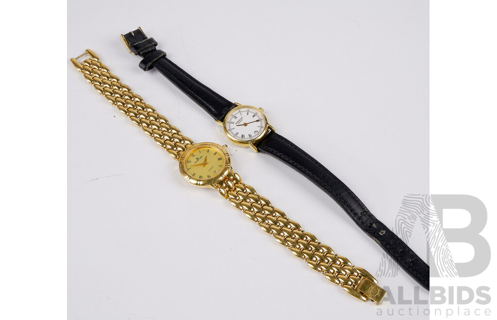 Vintage Ladies Raymond Weil Gold Plated Watch with Leather Band with Ladies Raymond Renee Gold Plated Watch