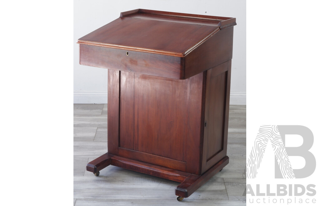 Early 20th Century Mahogany Davenport with Side Cupboard