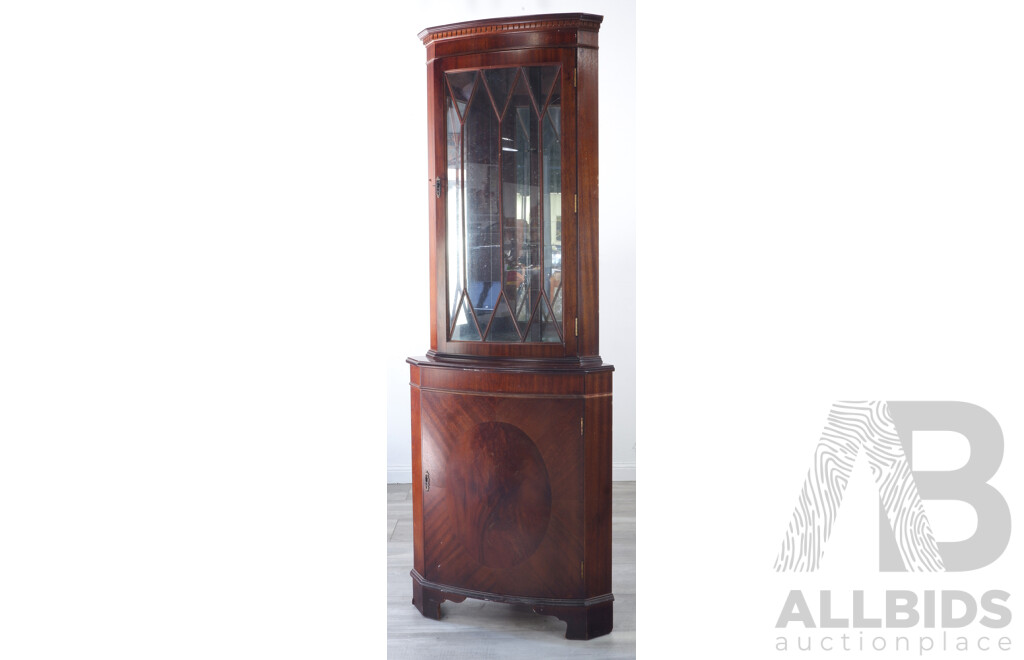 Antique Style Corner Display Cabinet with Glass Shelves