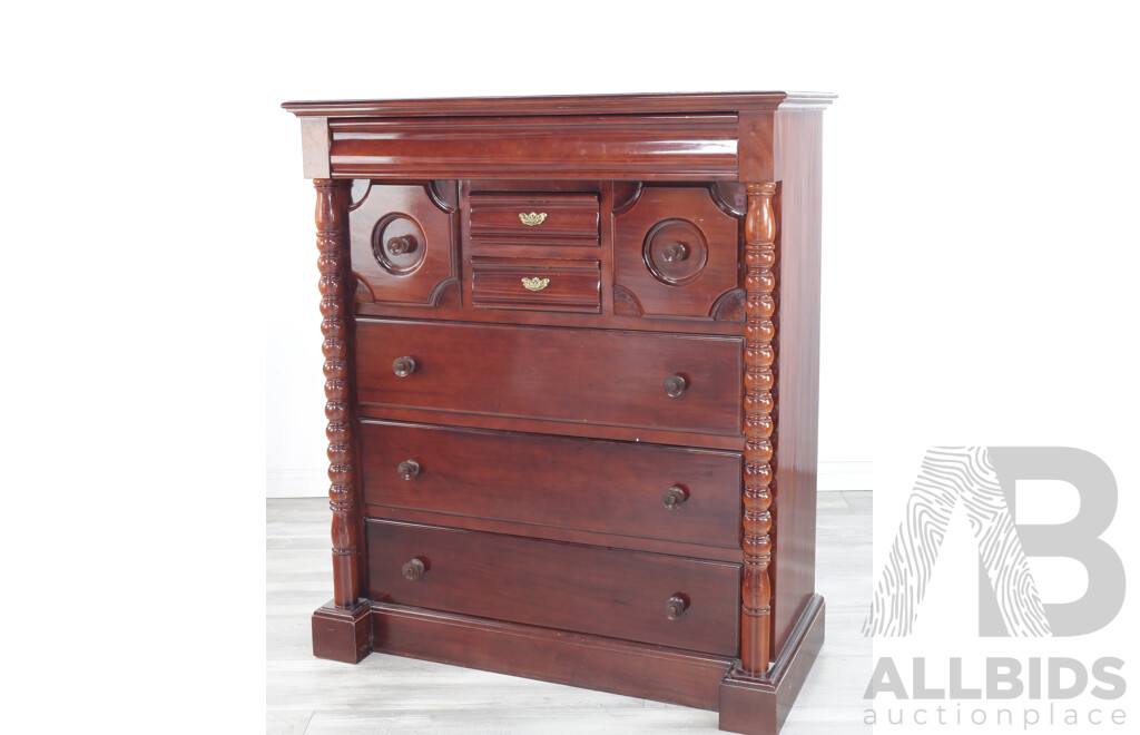 Antique Style Mahogany Tall Chest of Drawers