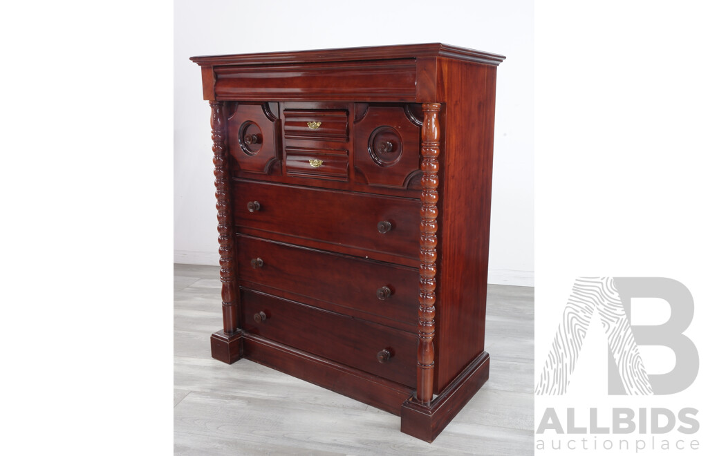 Antique Style Mahogany Tall Chest of Drawers